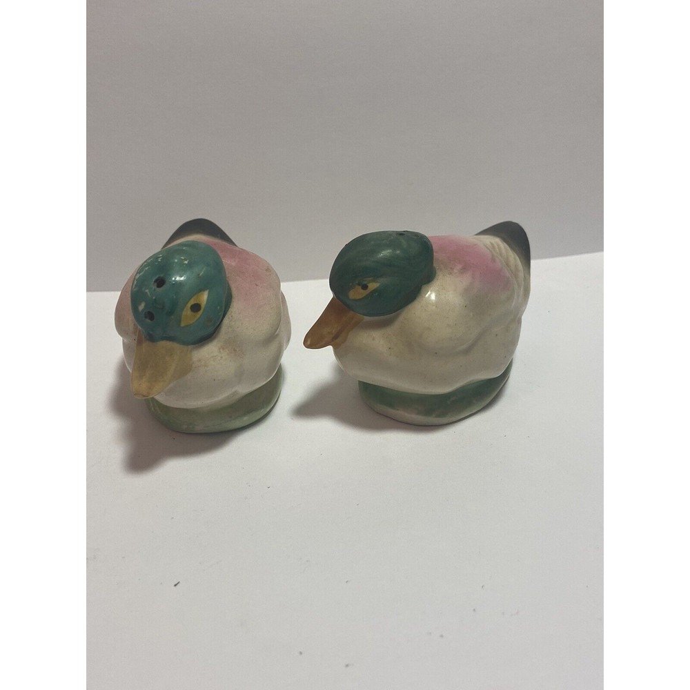 Vintage 50s Mid Century MCM Pink Mallard Duck Birds Salt & Pepper Shakers Japan